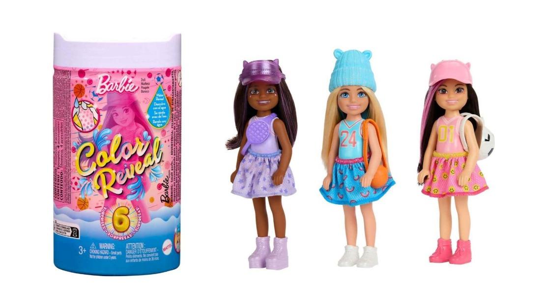 Barbie Color Reveal Sporty Series Chelsea Small Doll with 6 Surprise Harvey Norman