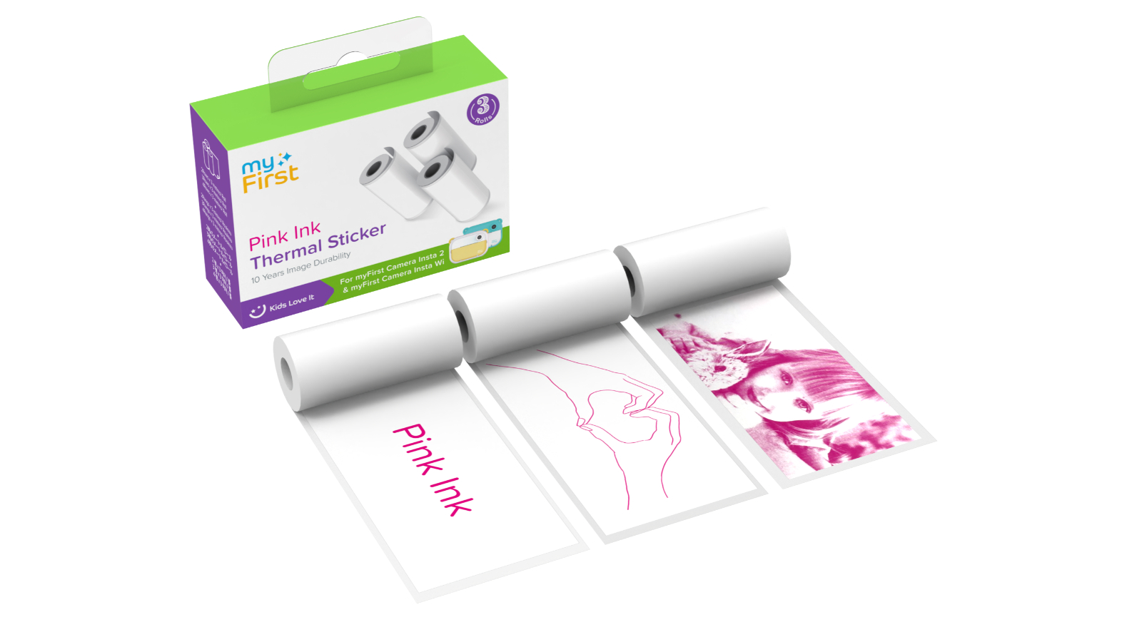 myFirst Camera Insta Wi Thermal Sticker - White with Pink Ink