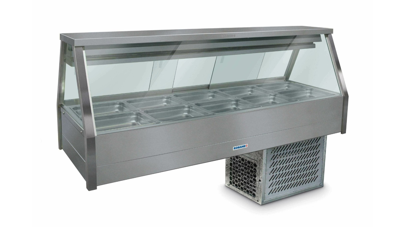 Roband 10 Pans Straight Glass Refrigerated Display Bar with Piped and Foamed Only