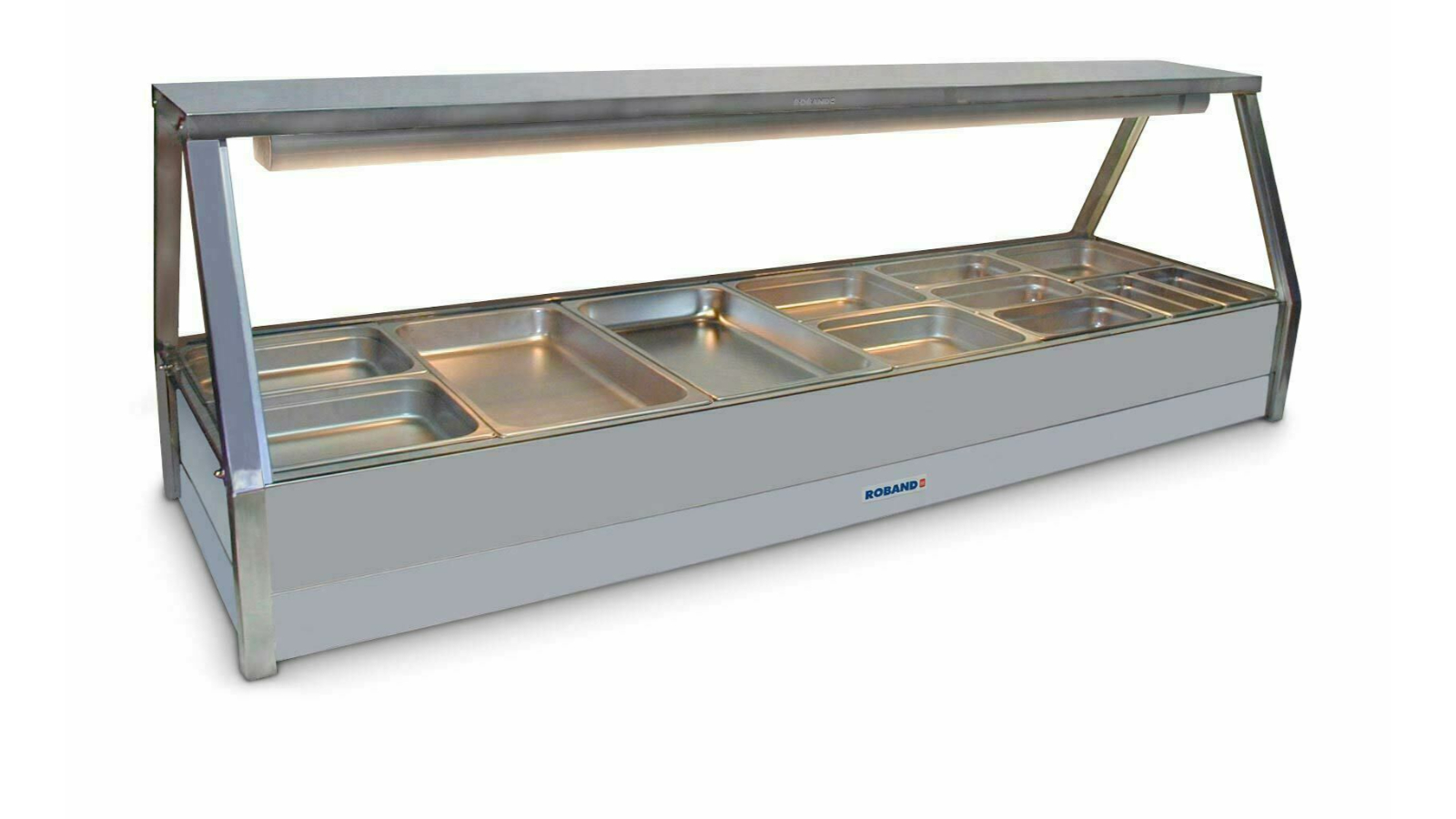 Roband 12 Pans Double Row Straight Glass Hot Food Display Bar