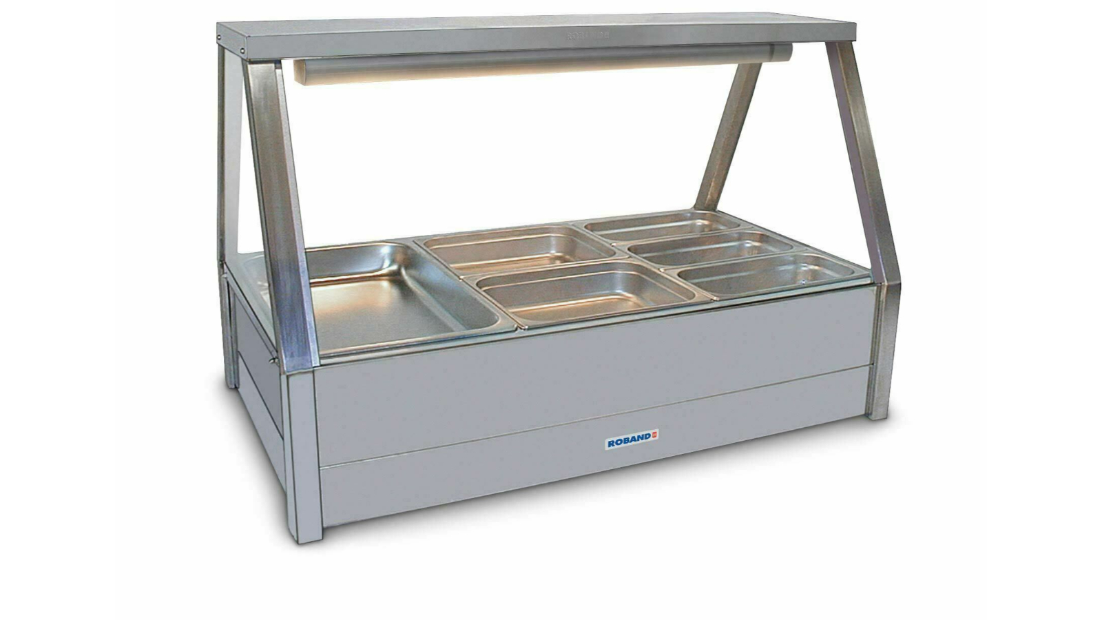 Roband 6 Pans Double Row Straight Glass Hot Food Display Bar with Roller Door