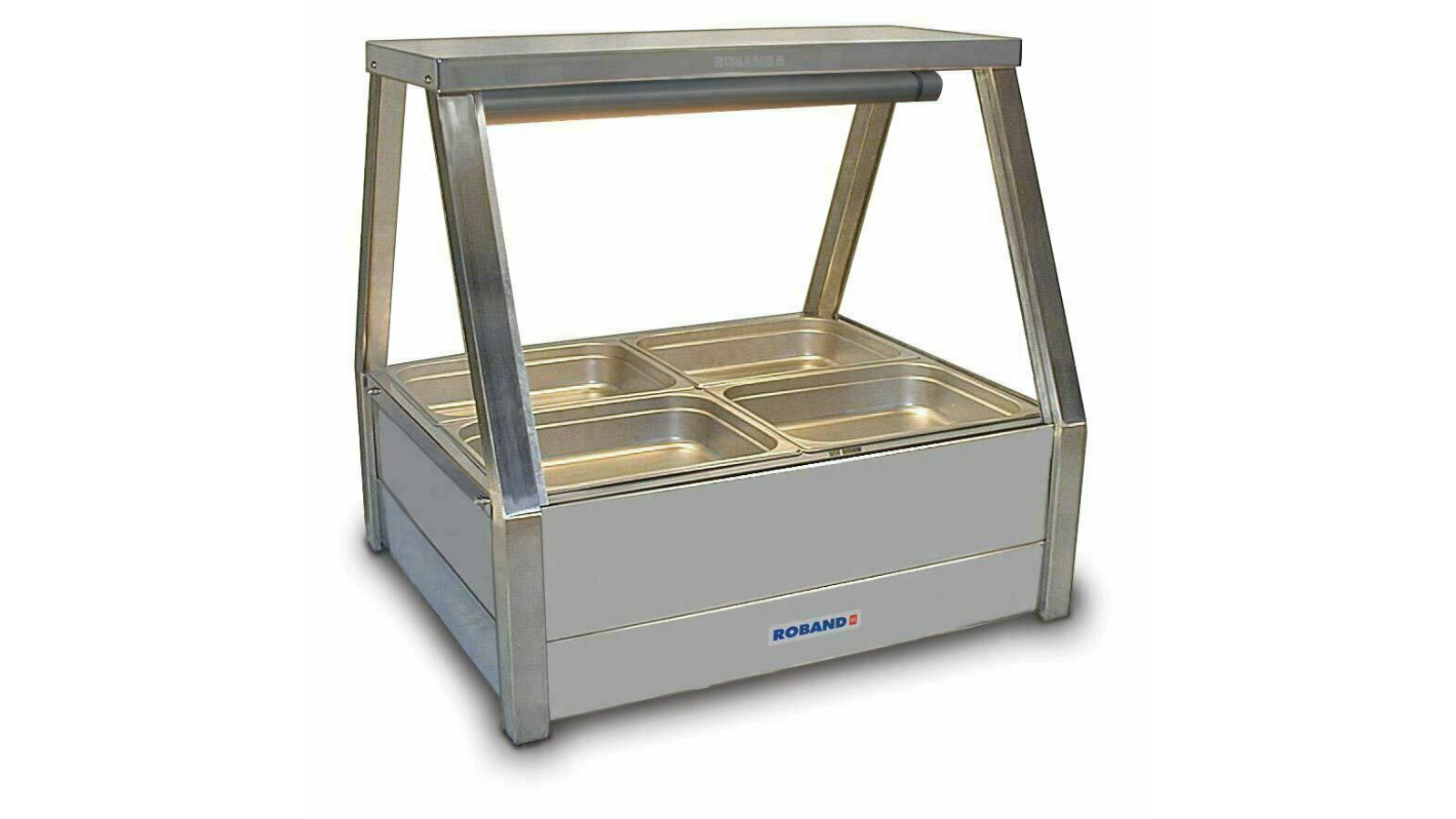 Roband 4 Pans Double Row Straight Glass Hot Food Display Bar with Roller Door