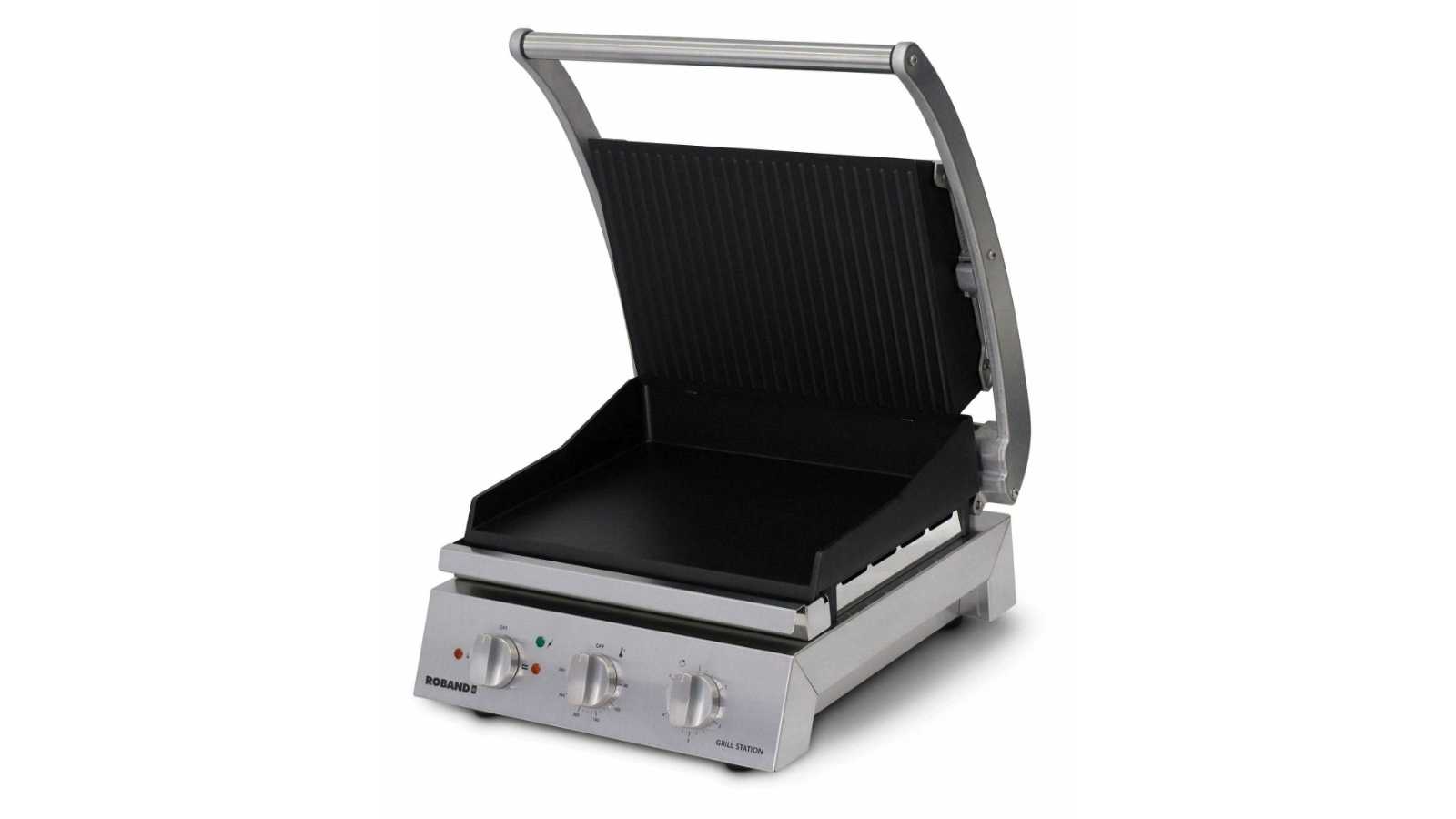 Roband 6-Slice Modern Non-Stick with Ribbed Top Plate Grill Station