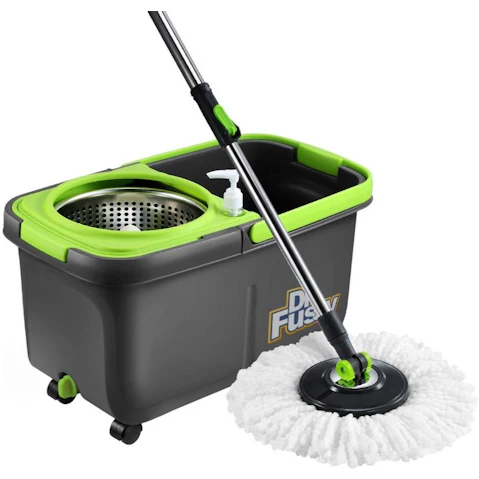Dr Fussy Stainless Steel 360 Spin Microfiber Mop - 10L