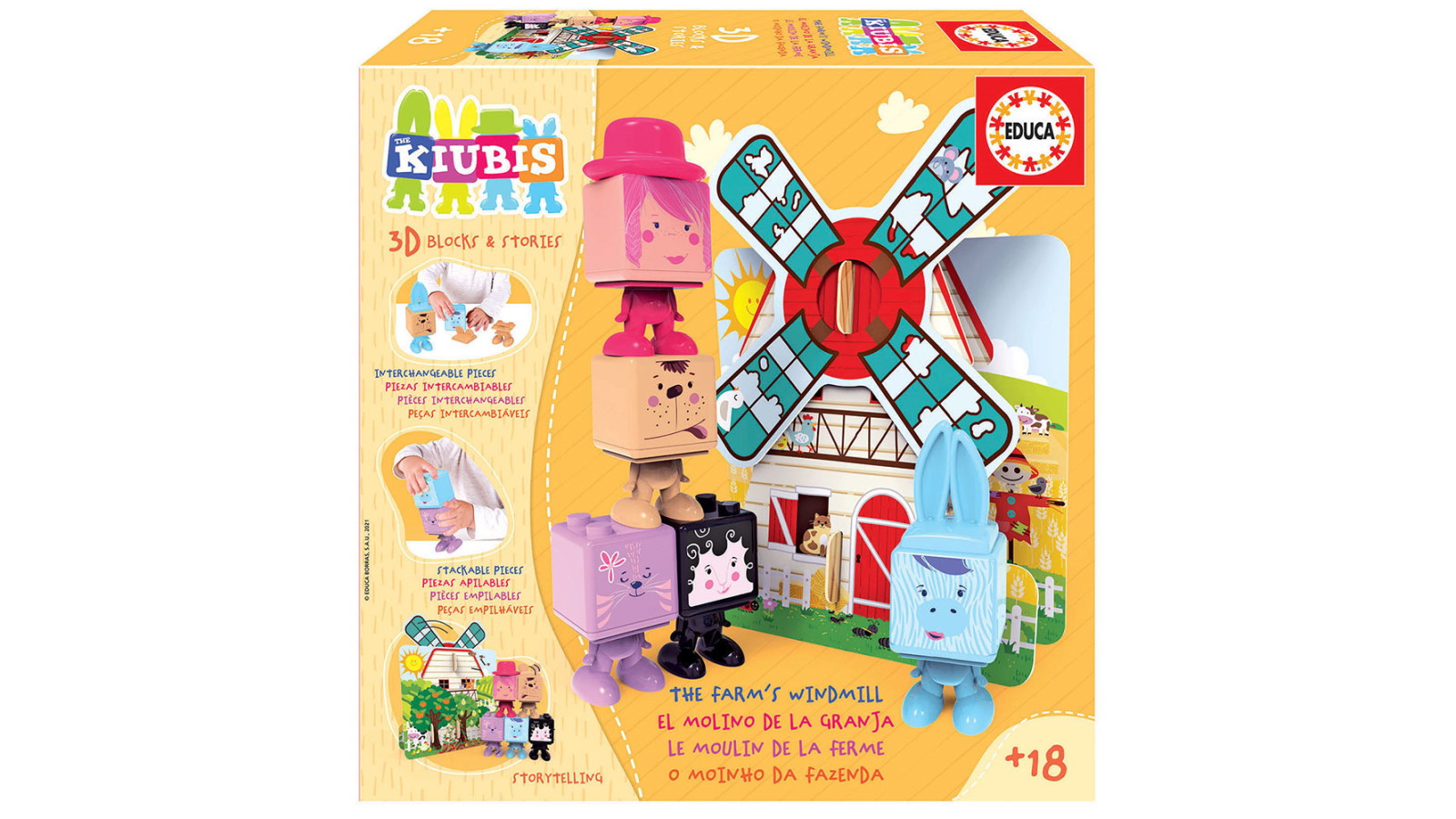 Educa Kiubis The Farm Windmill 3D Blocks & Stories