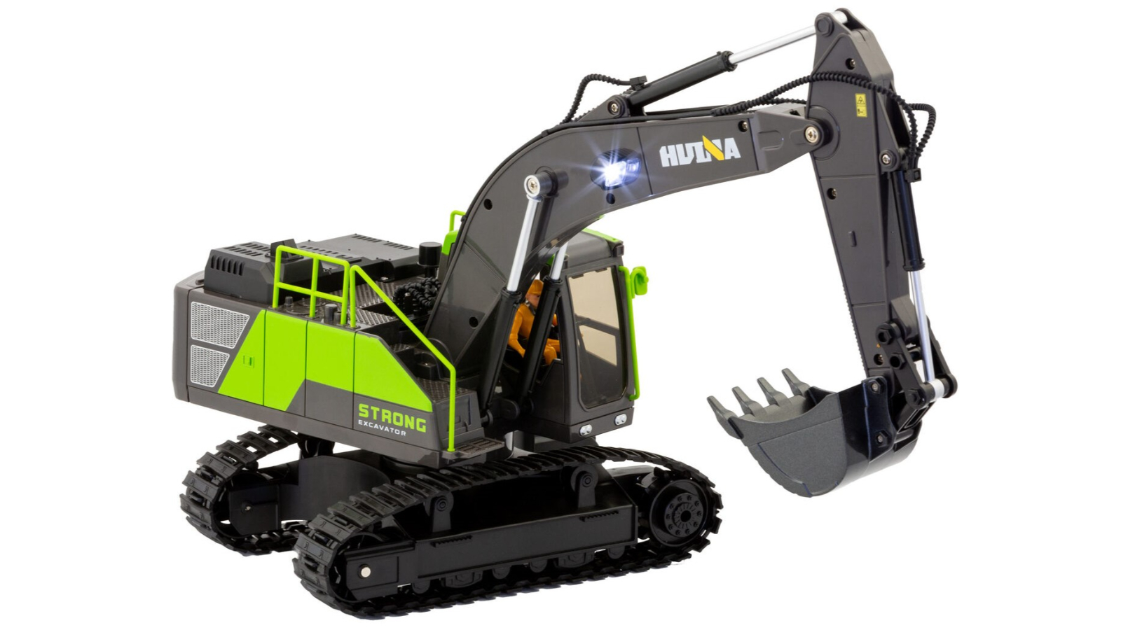 Gem Toys 1:18 Scale 13 Channel Alloy Remote Control Excavator Vehicle with Lights Sound and Steam