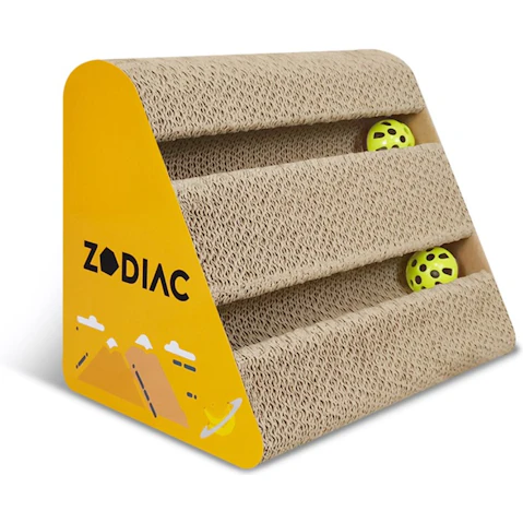 Zodiac Triangle 28 x 17 x 21cm Cat Scratcher with Ball - Banana