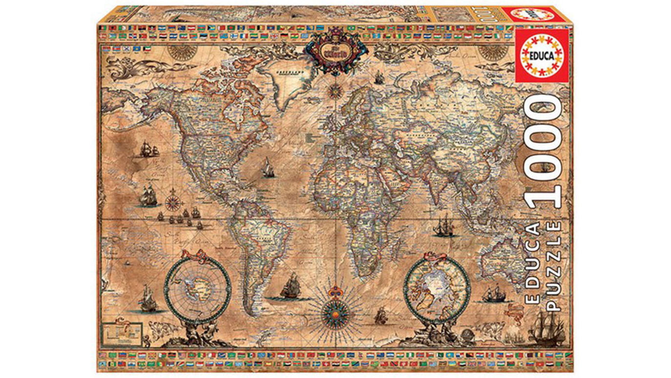 Educa Puzzle Collection Antique World Map 1000-Piece Puzzle