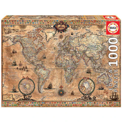 Educa Puzzle Collection Antique World Map 1000-Piece Puzzle