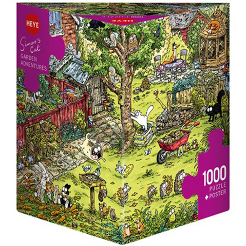 Heye Simon's Cat Garden Adventure 1000-Piece Triangular Jigsaw Puzzle
