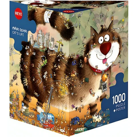 Heye 1000 Piece Degano Triangular Jigsaw Puzzle - Cats Life