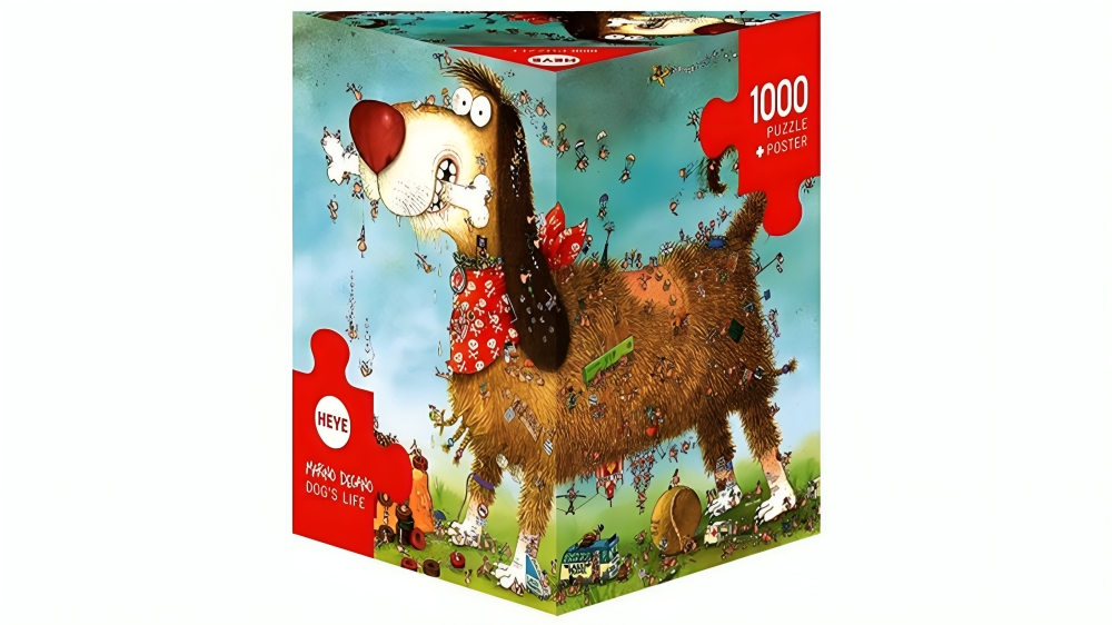 Heye 1000 Piece Degano Triangular Jigsaw Puzzle - Dogs Life