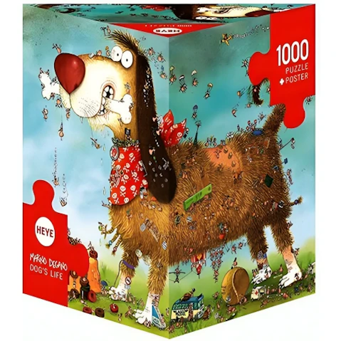Heye 1000 Piece Degano Triangular Jigsaw Puzzle - Dogs Life