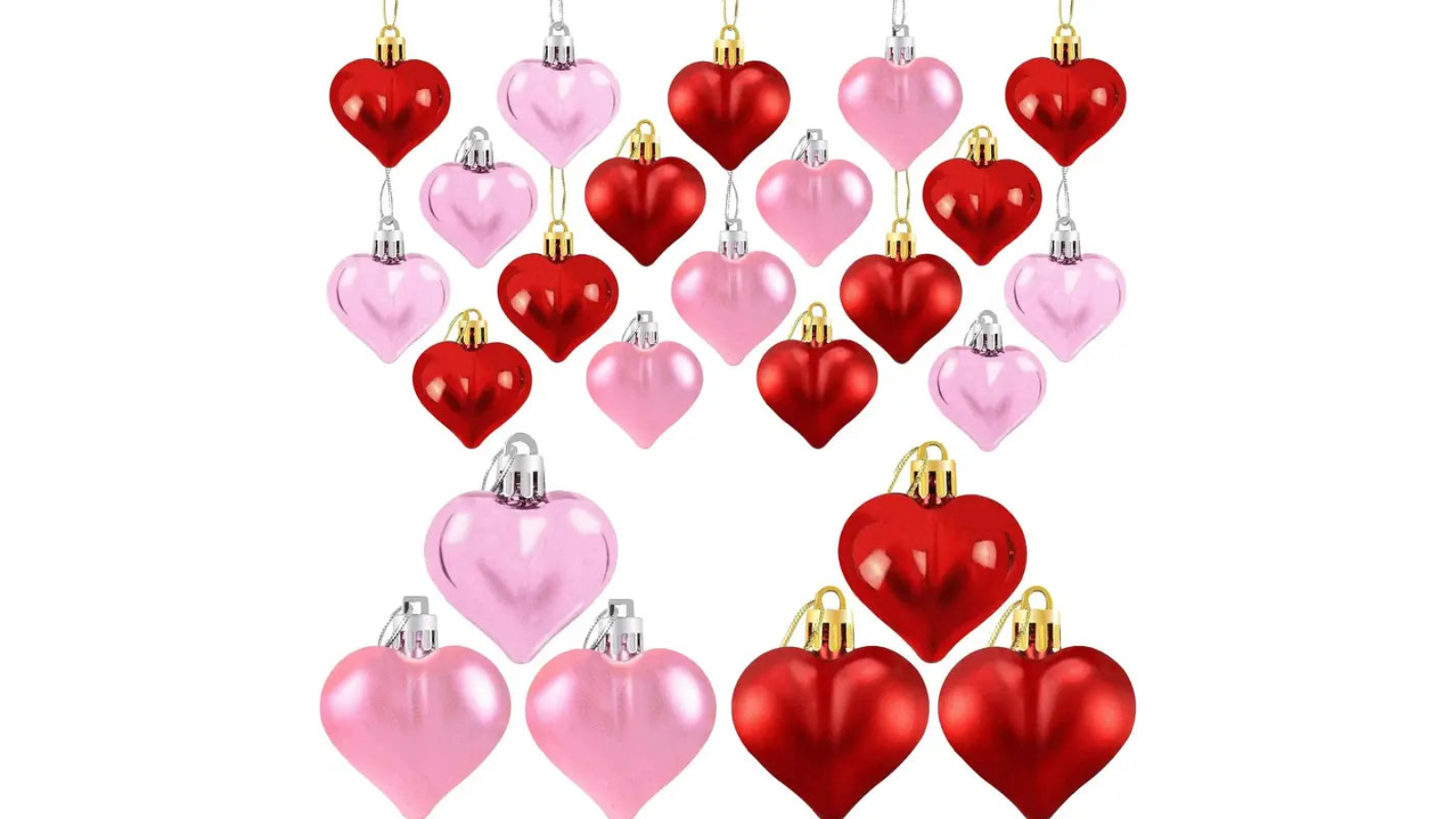 TM 24 Piece Valentines Day Heart-Shaped Ornament Set