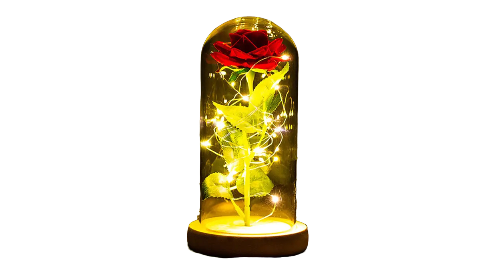 TM Eternal Rose LED Light Foil Flower in Glass Cover - Red