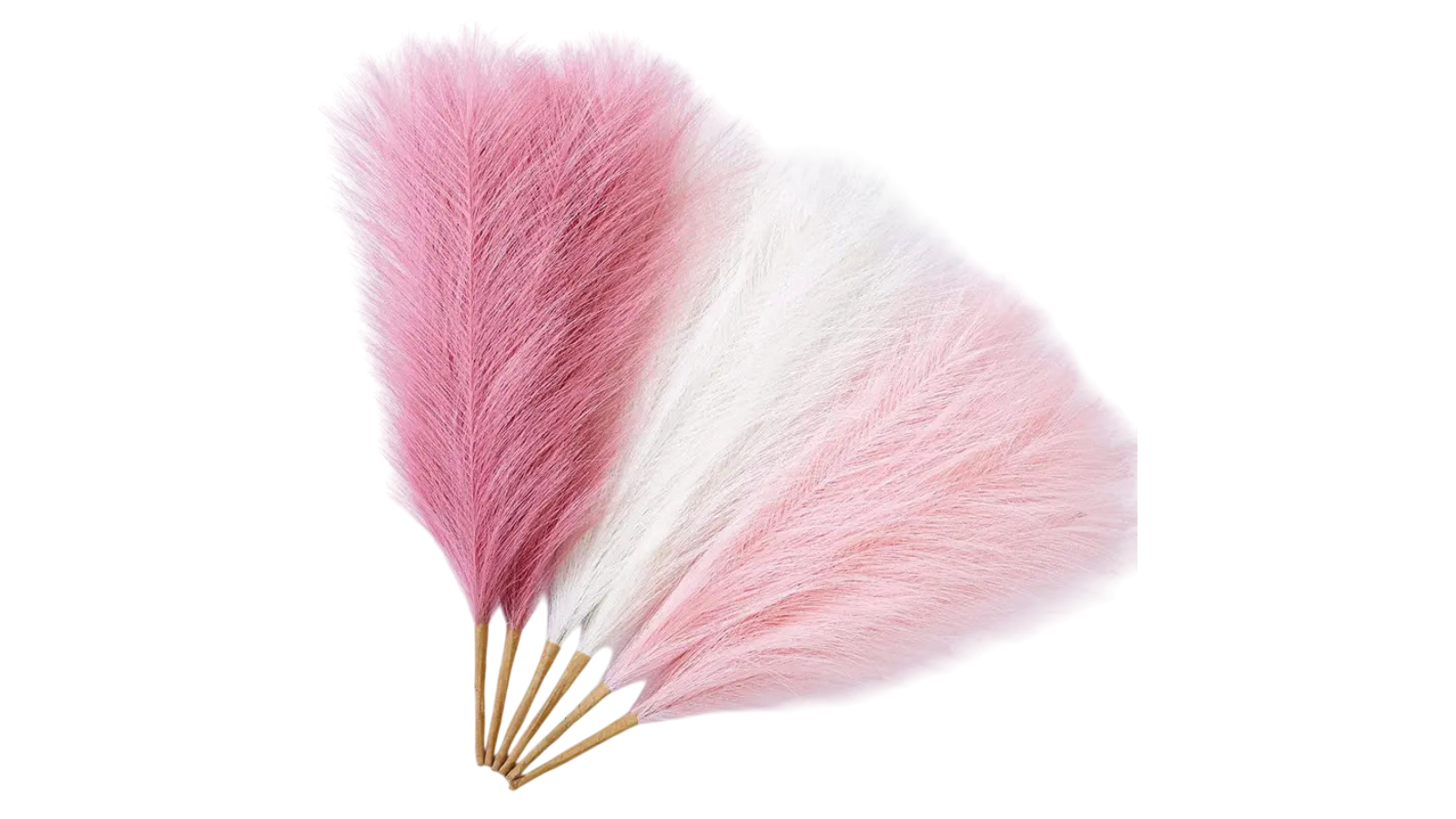 TM Set of 3 Artificial Pampas Grass Stems - Blush Cream and Pink Gradient