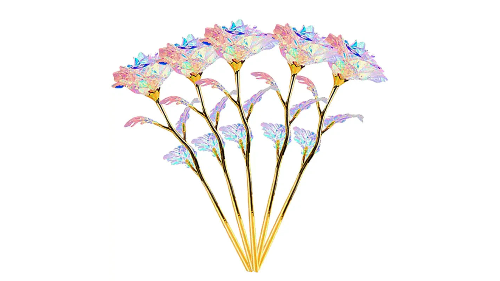TM Pack of 10 Rose Golden Crystal Artificial Flower | Harvey Norman