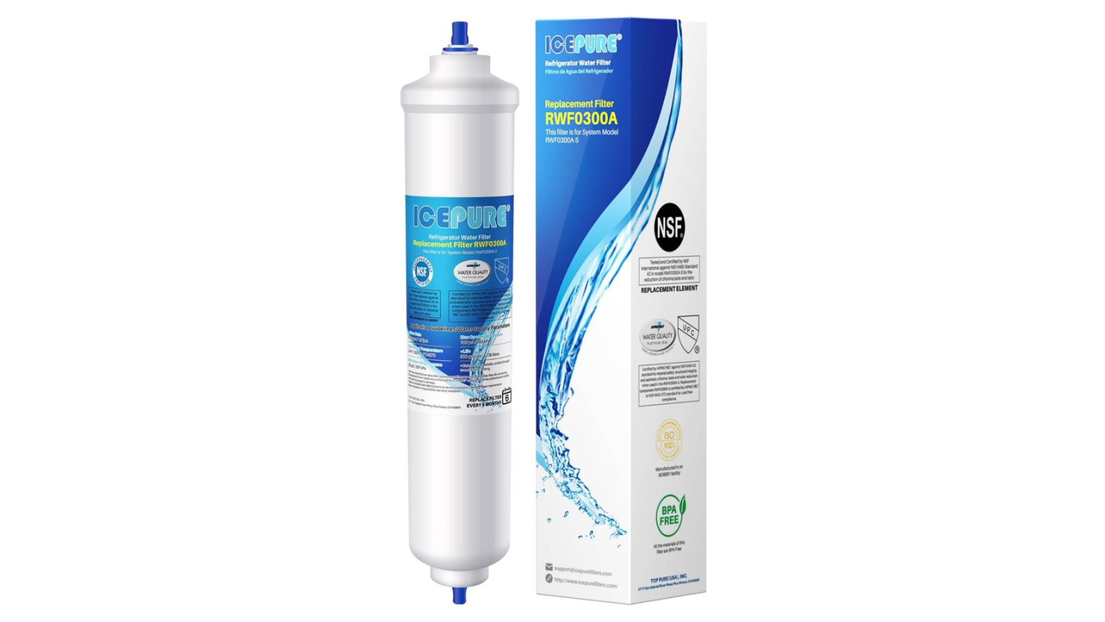 Icepure 1/4inch RFC0300A Inline Fridge Water Filter Replacement