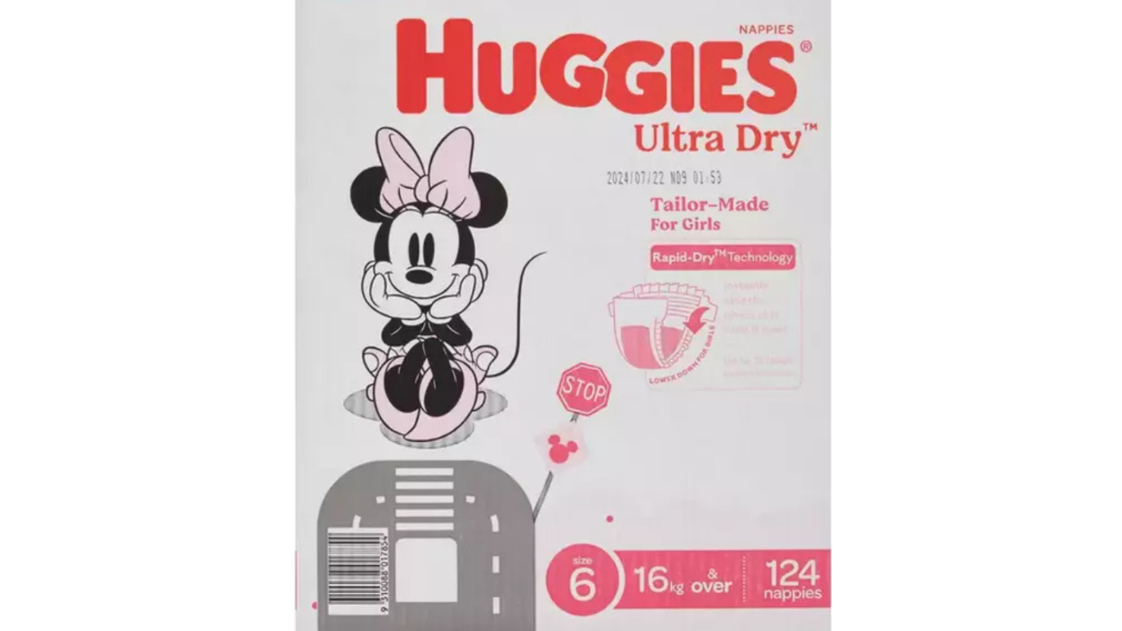 Huggies 16kg+ Girls Ultra Dry 124 Toddler Nappies - Size 4
