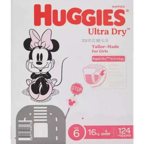 Huggies 16kg+ Girls Ultra Dry 124 Toddler Nappies - Size 4