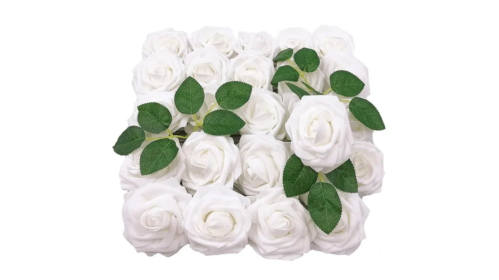 TM 50 Piece Artificial Realistic Foam Rose Wedding Set - White
