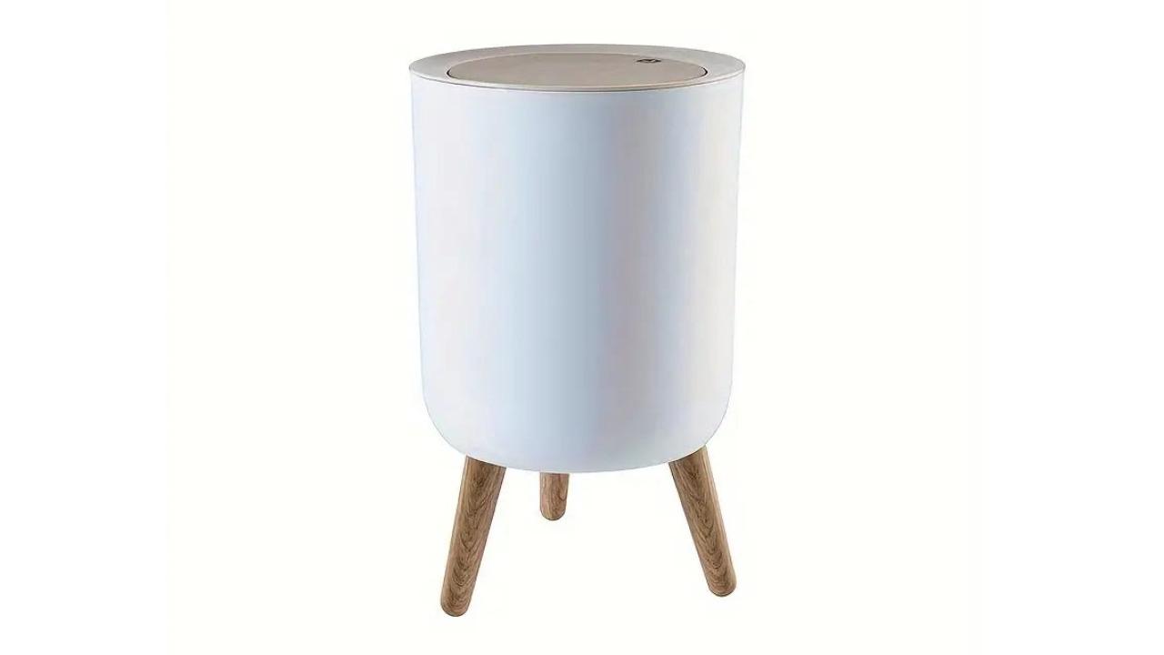 TM Primo Supply Nordic Trash Can with Leg - White