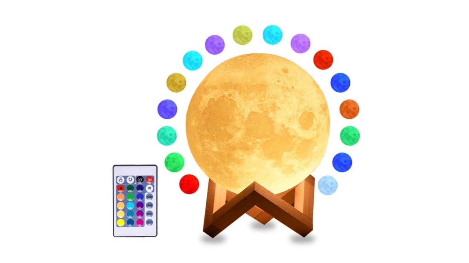 HOD 16-Color Rechargeable LED 3D Moon Lamp - 12cm | Harvey Norman