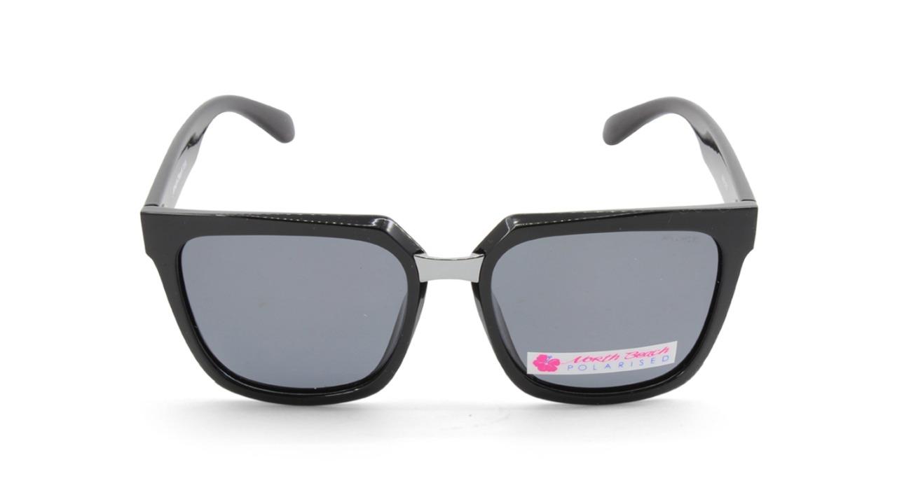 North Beach 70556 Womens Maya Polarised Sunglasses - Black Gloss/Grey