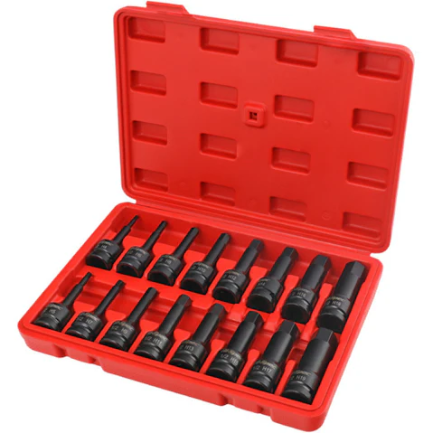 AUPK 16 Piece 1/2 H4-H19 CR-MO Impact Socket Allen Key Hex Bit