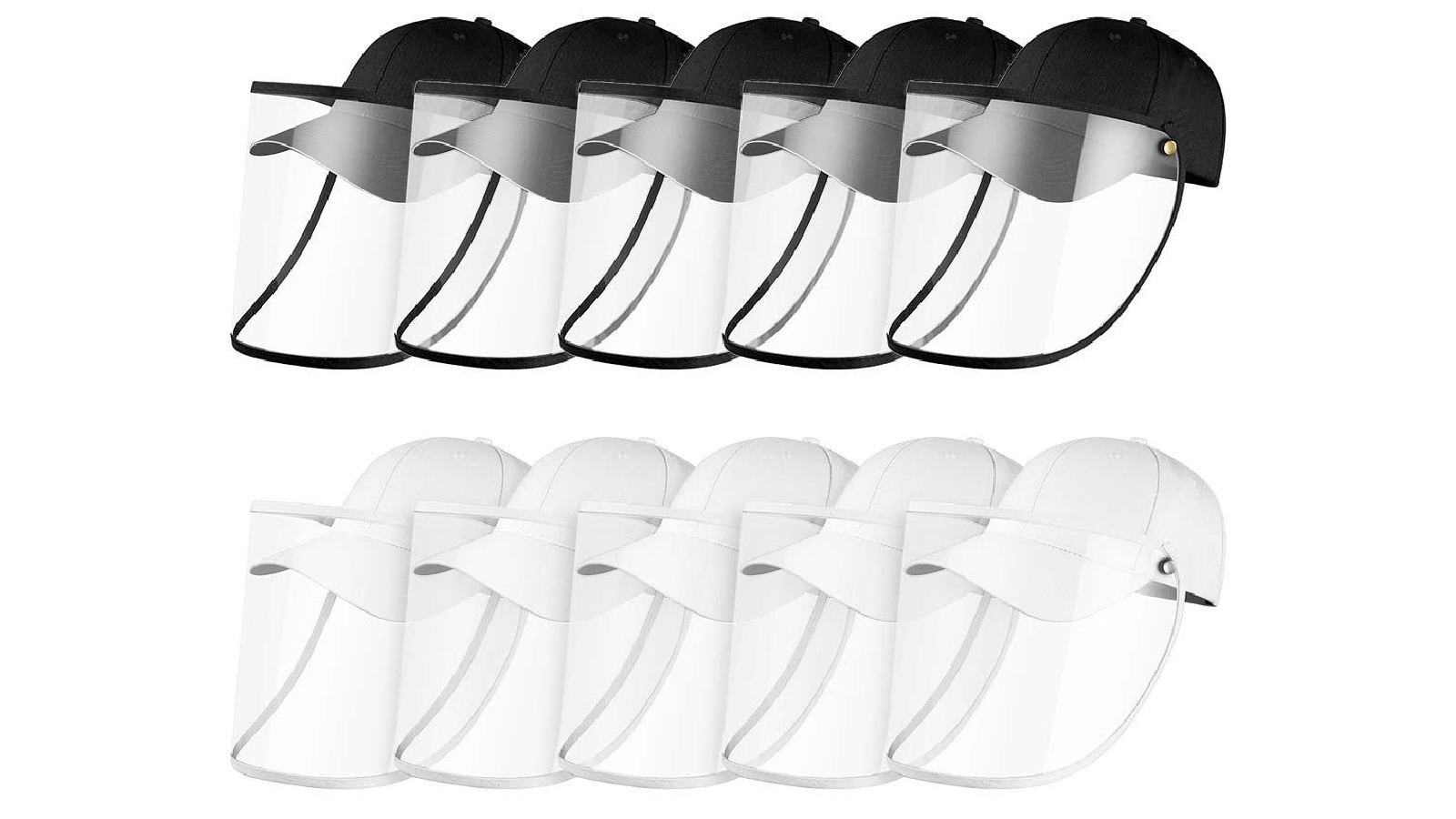 Puredi 10 x Hat Face Shield Adult Black/White