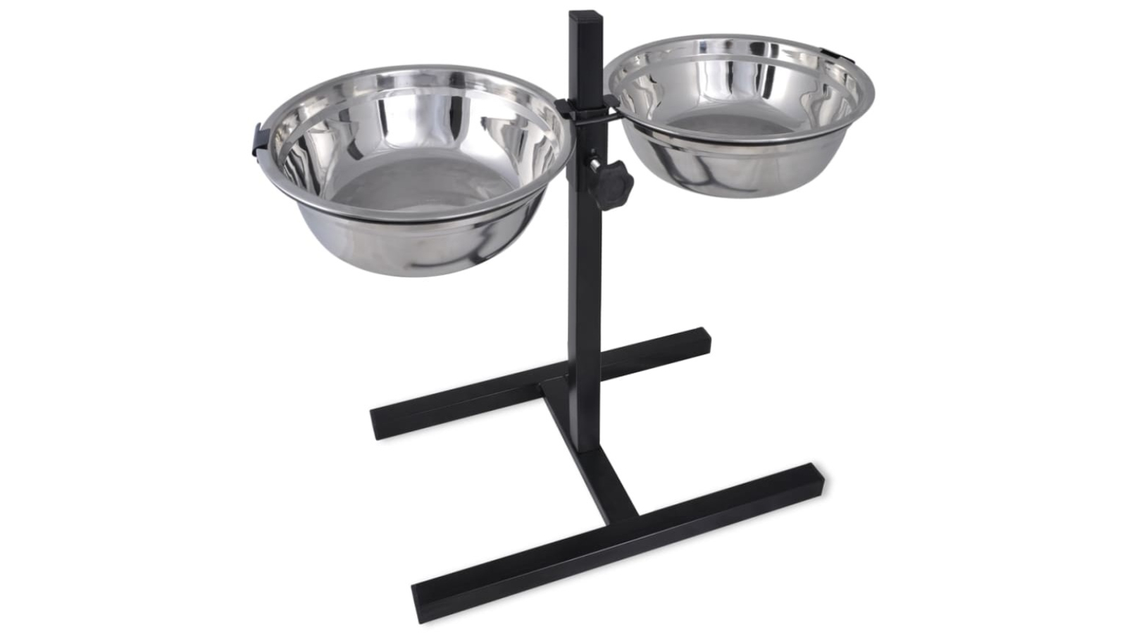 vidaXL Dog 2 Piece Stainless Steel Bowl with Adjustable Double Stand - 4.1 Litre