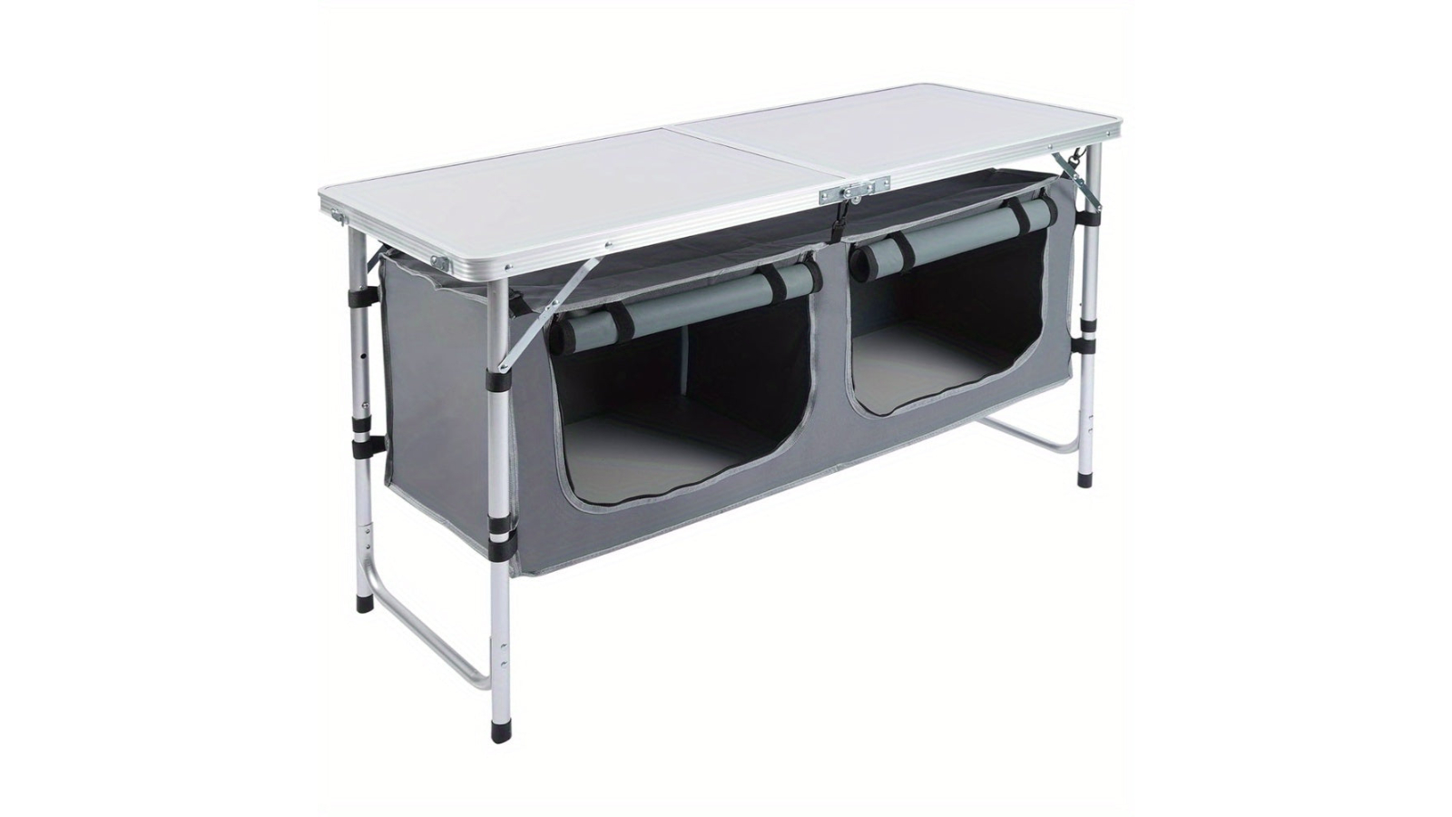 NNETM 3-Height Portable Folding Camping Table with Storage