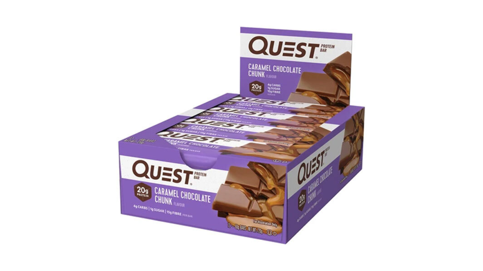 Quest 12 Piece Caramel Chocolate Chunk Healthy Snack Treat High Protein Bar - 60g