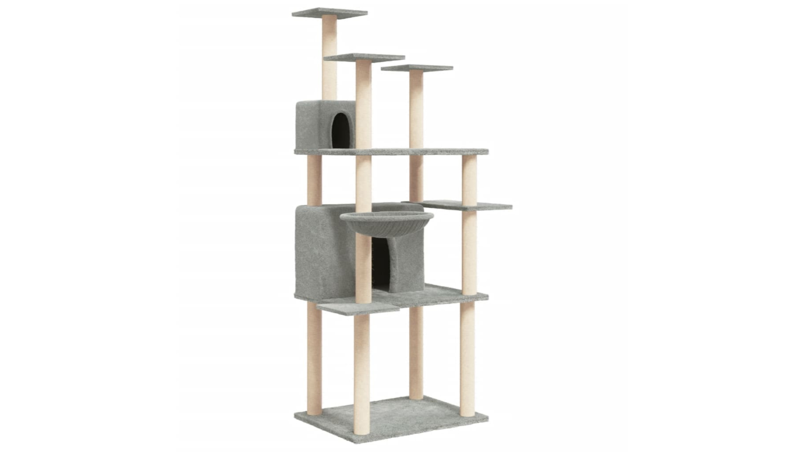 vidaXL 166cm Cat Tree with Sisal Scratching Post - Light Grey