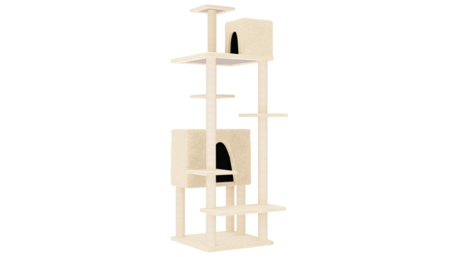 vidaXL Cream Cat Tree with Sisal Scratching Post - 154cm