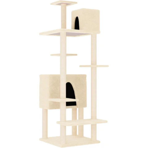 vidaXL Cream Cat Tree with Sisal Scratching Post - 154cm