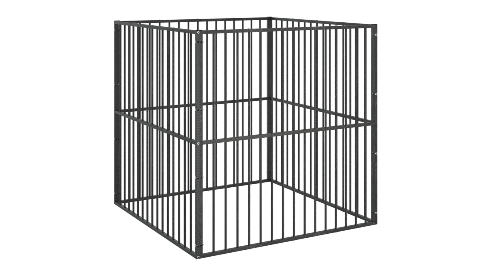 vidaXL 4-Panel Black Galvanised Steel Dog Playpen