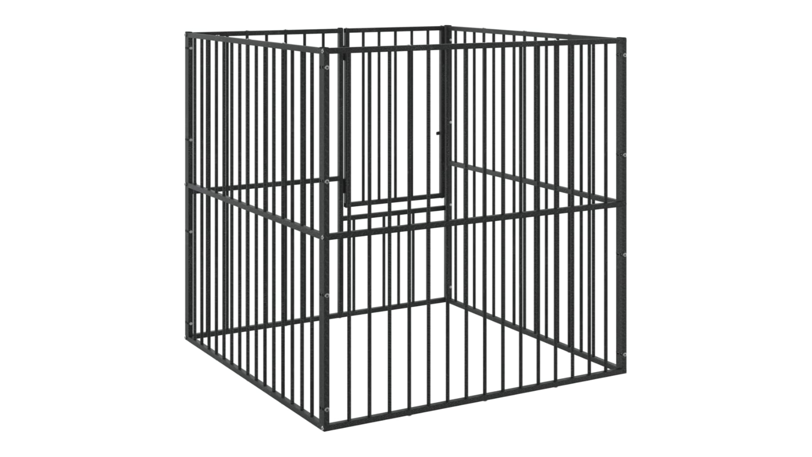 vidaXL 4-Panel Black Galvanised Steel Dog Playpen - 100cm x 100cm x 100cm