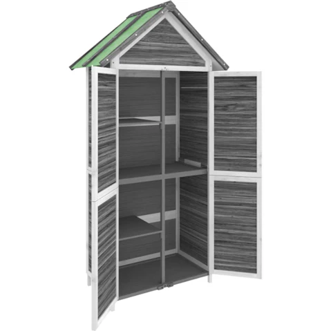 vidaXL Grey Solid Pine Wood Garden Tool Shed - 89 x 52.5 x 175cm