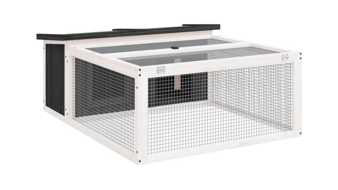vidaXL Grey Solid Wood Pine Rabbit Hutch - 117.5 x 97 x 47.5cm