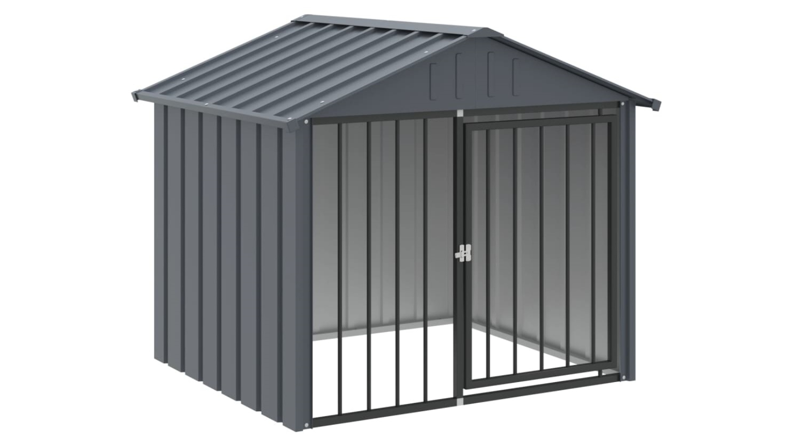 vidaXL Black Galvanised Steel Dog House with Roof - 117 x 103 x 102cm
