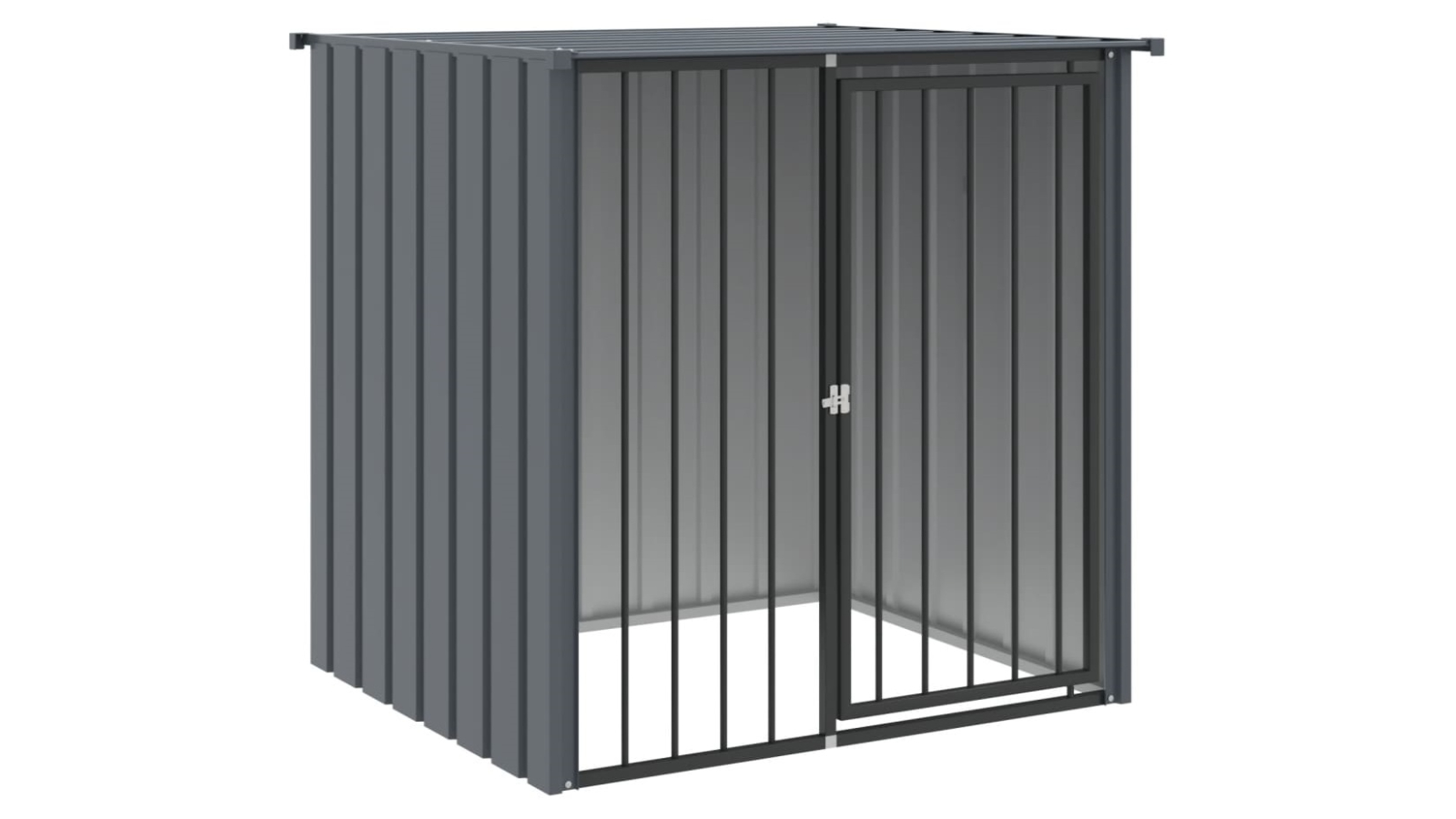 vidaXL Black Galvanised Steel Dog House with Roof - 110 x 103 x 109cm