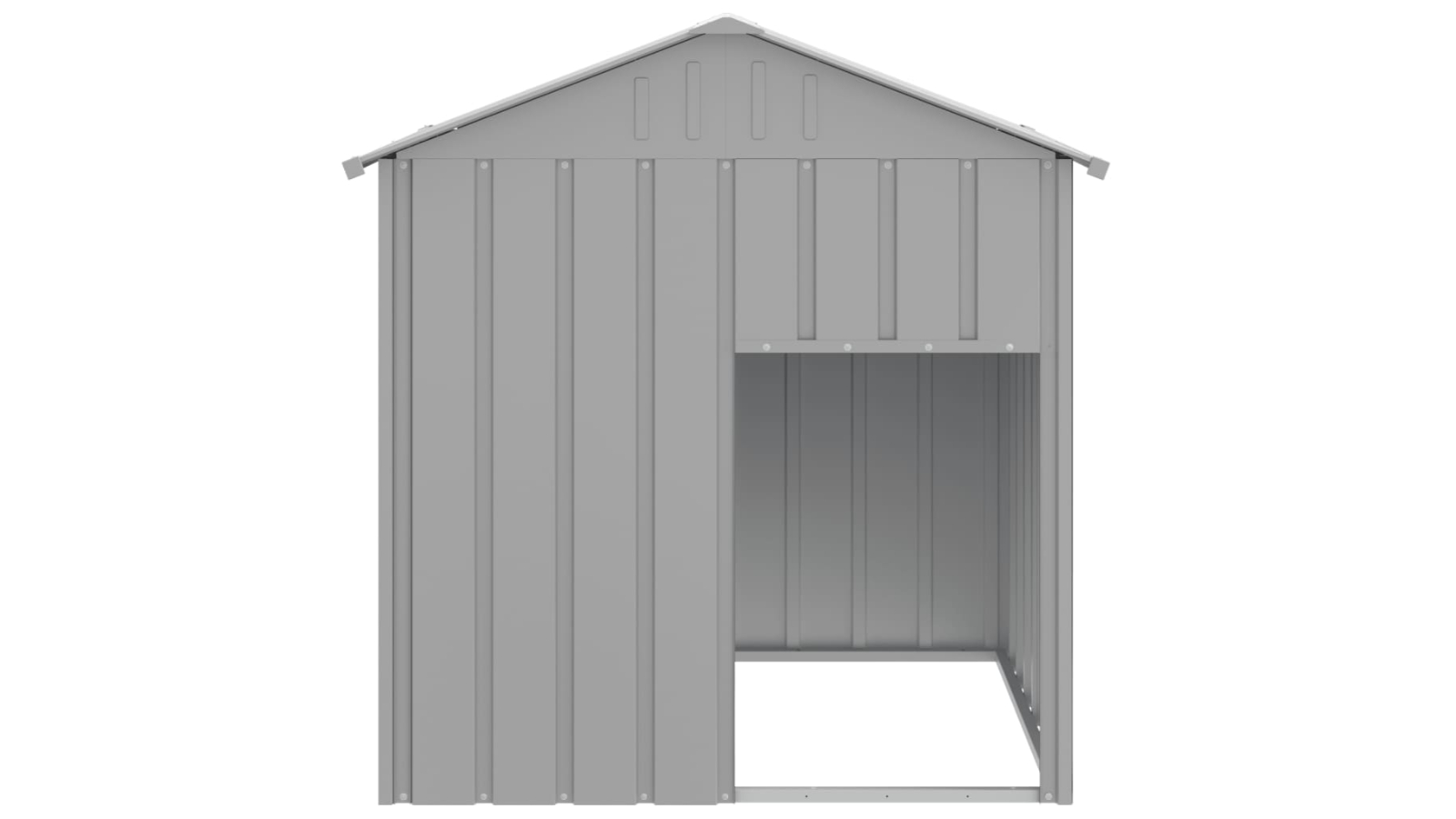 vidaXL Galvanised 117 x 609 x 123cm Steel Dog House with Roof - Light Grey