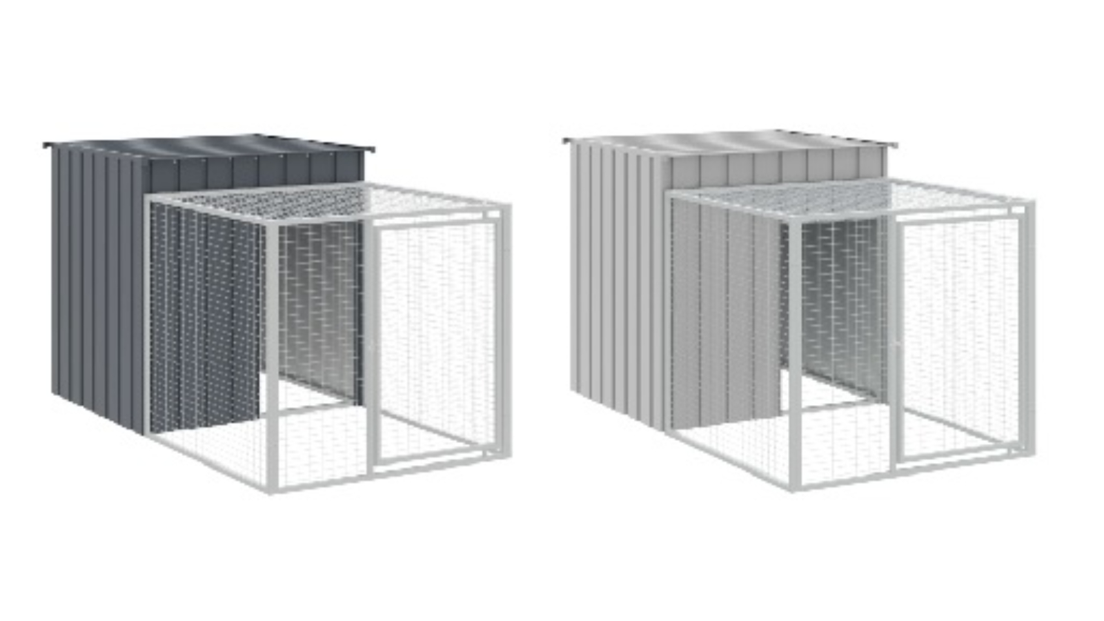 vidaXL Galvanised Steel Run Chicken Cage - 110 x 201 x 110cm