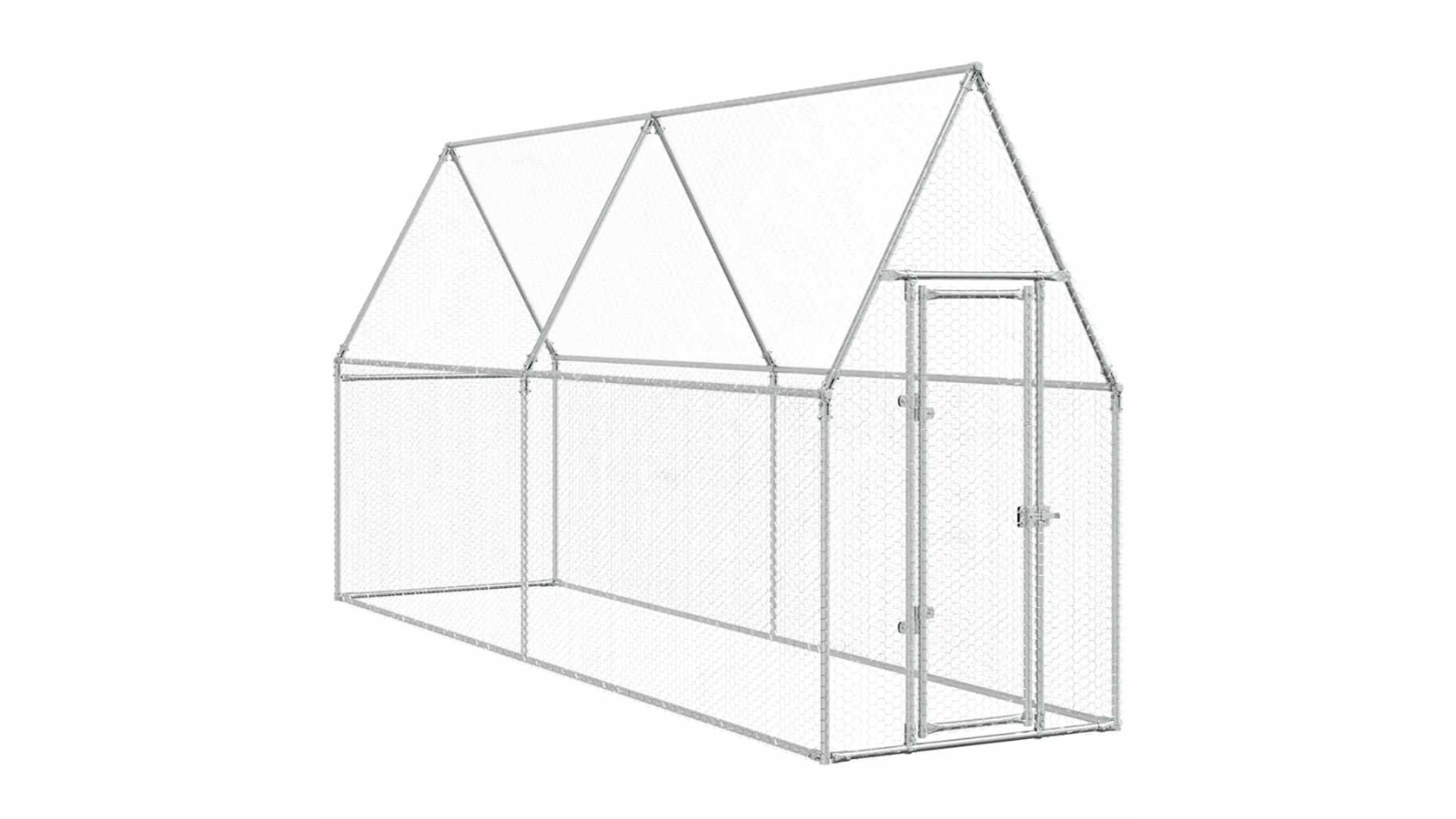 vidaXL Silver Galvanised Steel Chicken Cage - 400 x 100 x 190cm
