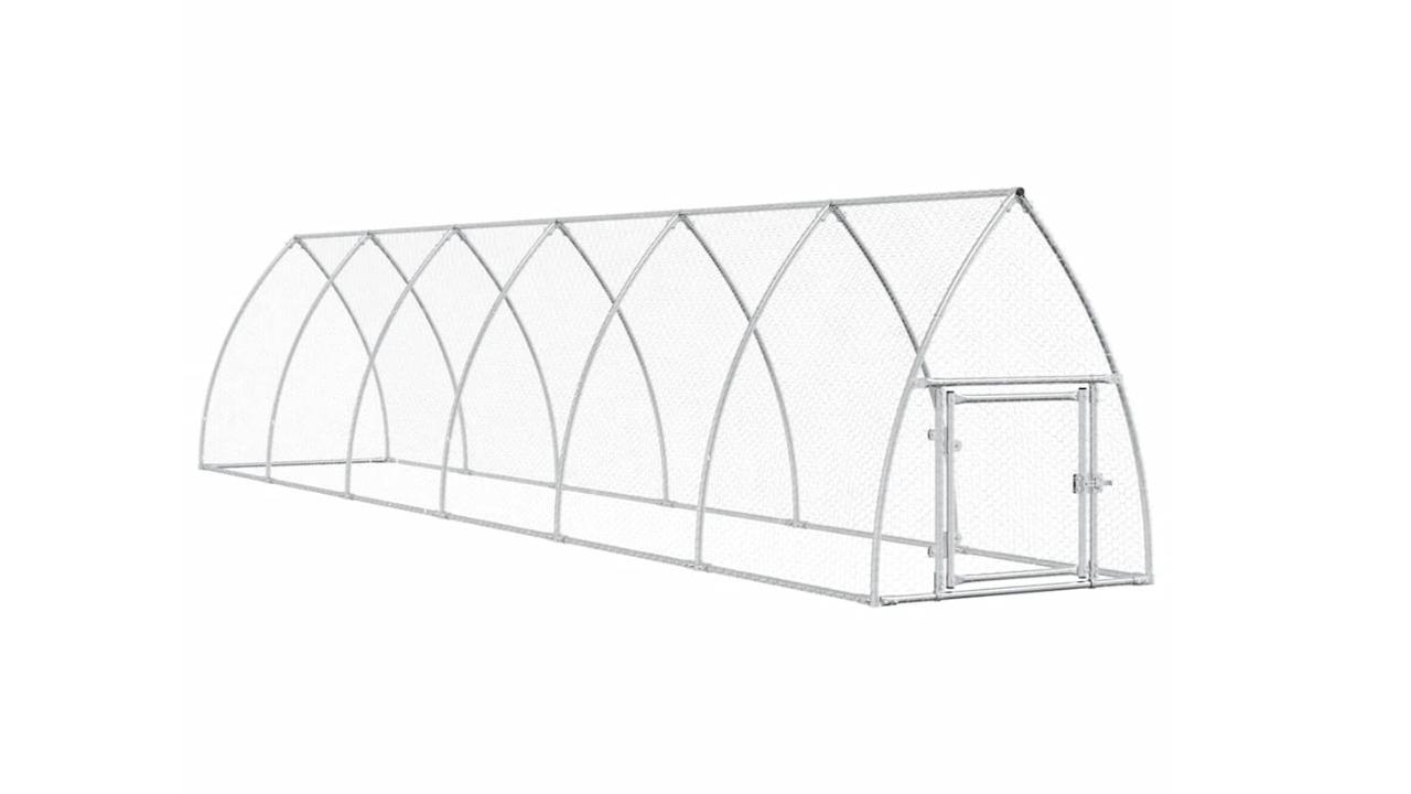 vidaXL Silver Galvanised Steel Chicken Cage - 600 x 105 x 120cm
