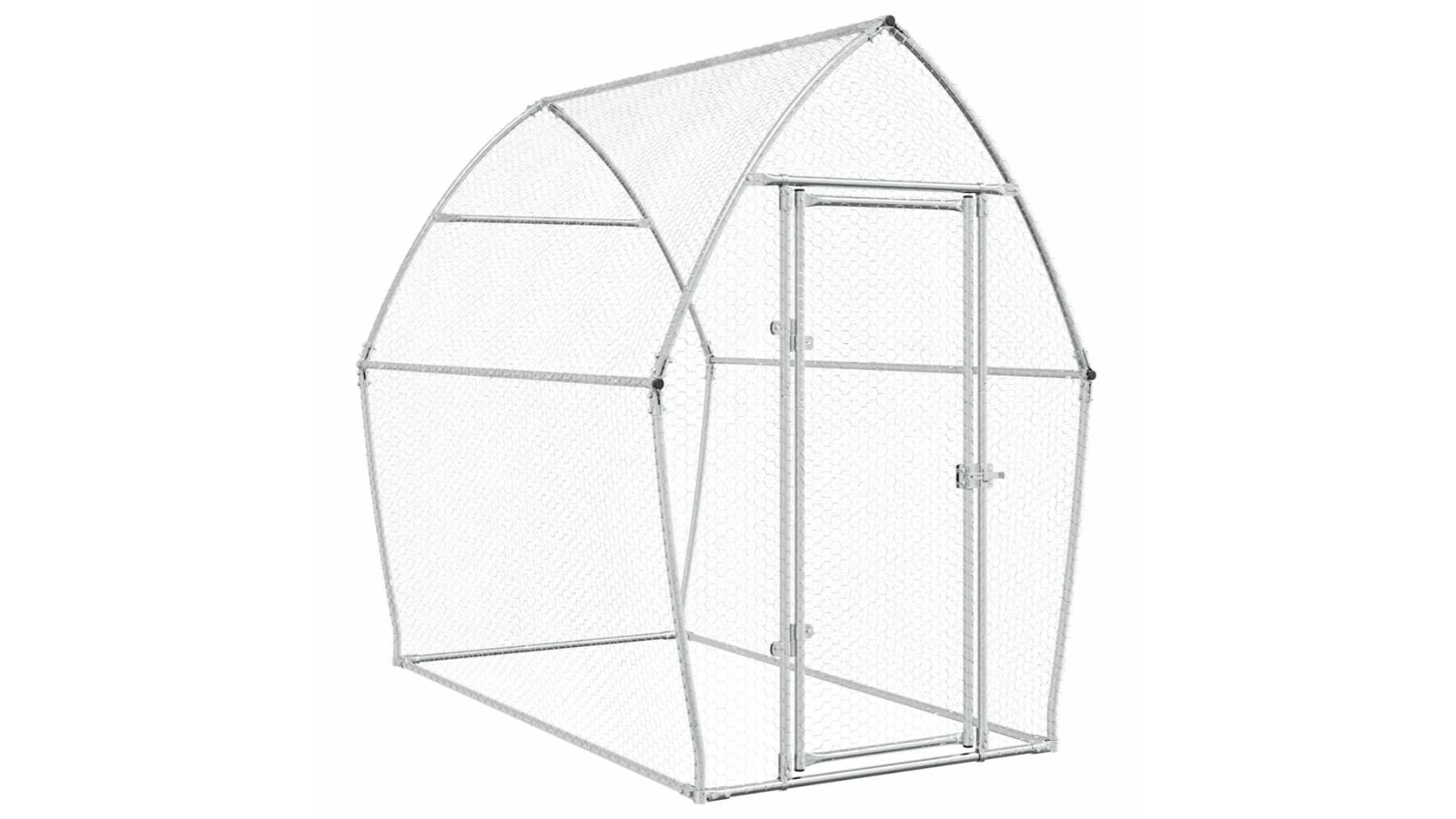 vidaXL Silver Galvanised Steel Chicken Cage - 200 x 105 x 182cm