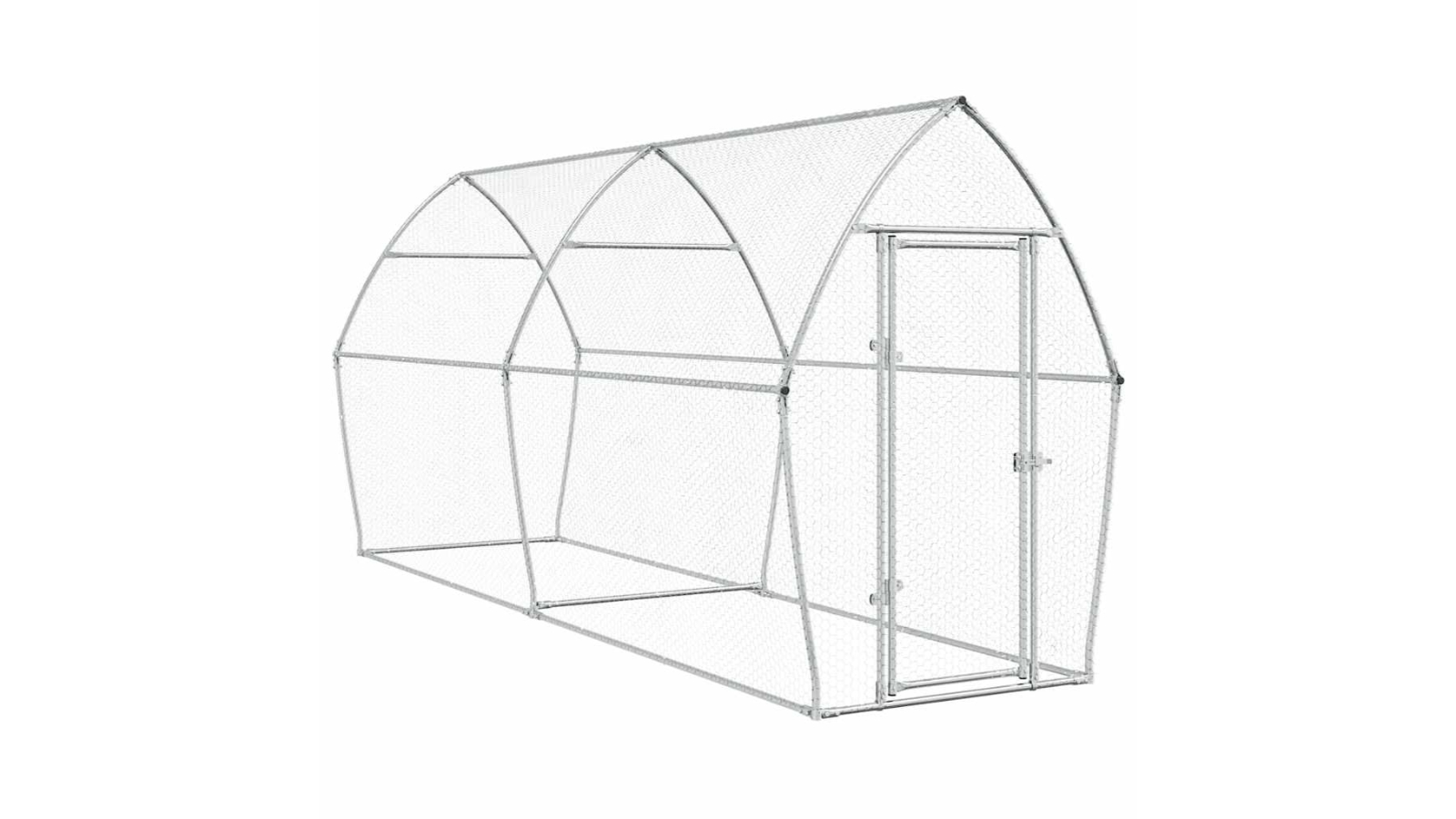 vidaXL Silver Galvanised Steel Chicken Cage - 400 x 105 x 182cm