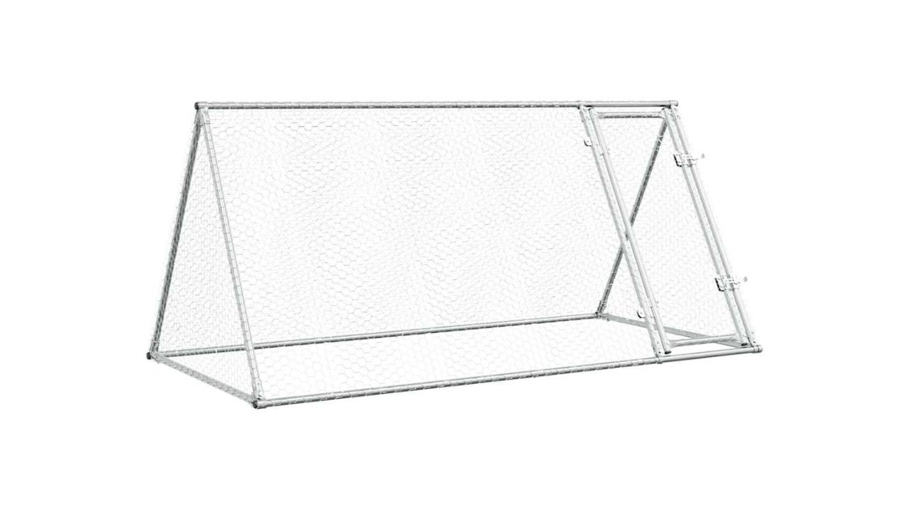 vidaXL Silver Galvanised Steel Chicken Cage - 200 x 105 x 91cm
