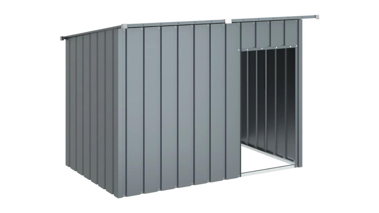 vidaXL Anthracite Galvanised Steel Dog House with Roof - 153 x 91 x 110cm